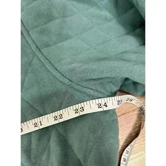 Athleta Retroplush Bomber Jacket Full Zip Women's L Tall Teal Quilted Cotton - Picture 8 of 12